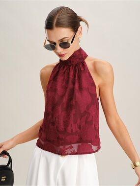Wine Red Floral Tank Top